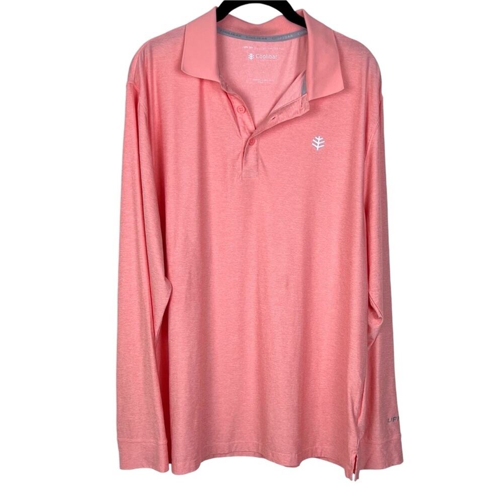 Coolibar Erodym Long Sleeve Golf Polo Shirt UPF 50+ Large Coral